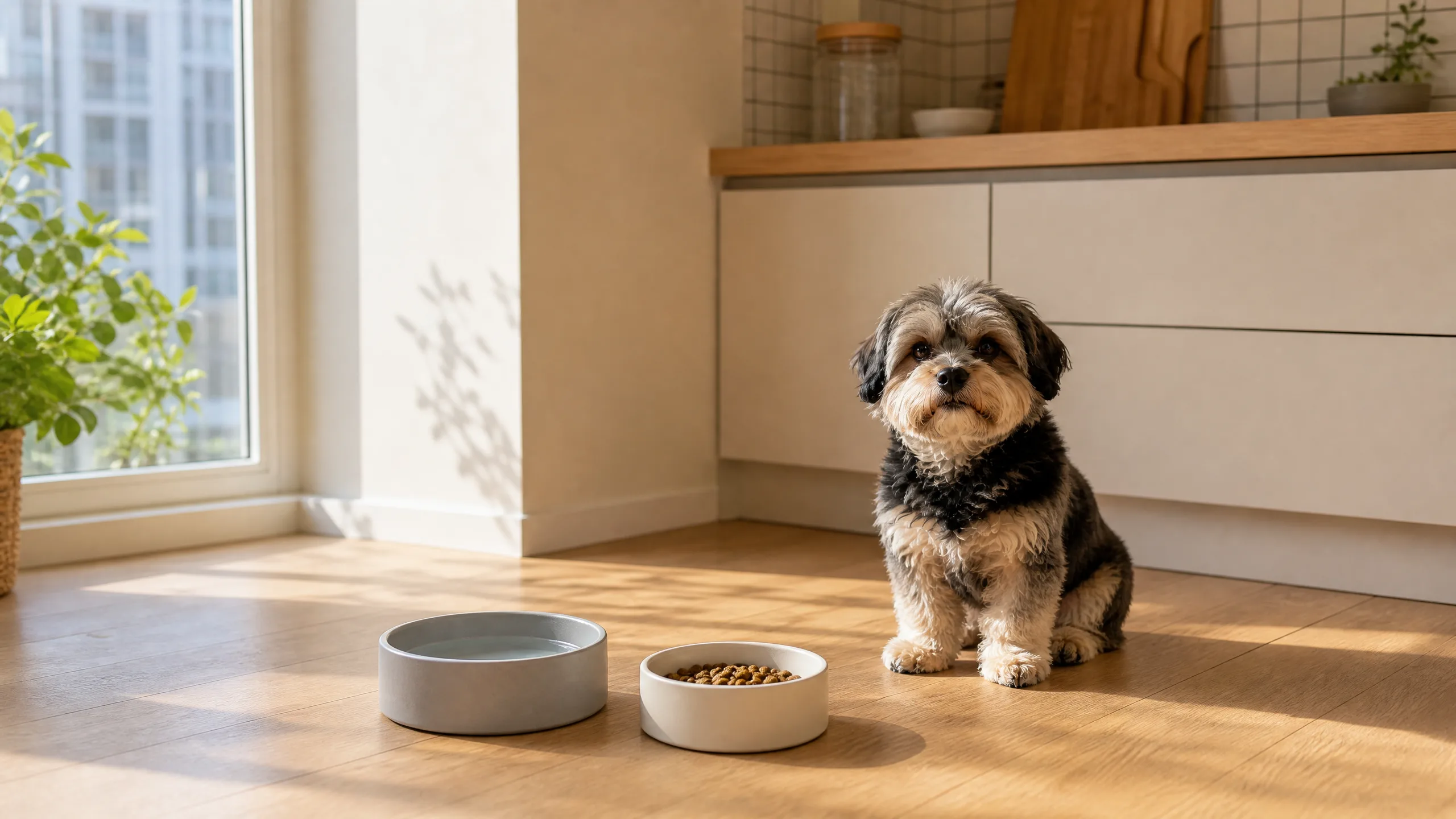 정해진 식사 시간을 준비하는 반려동물